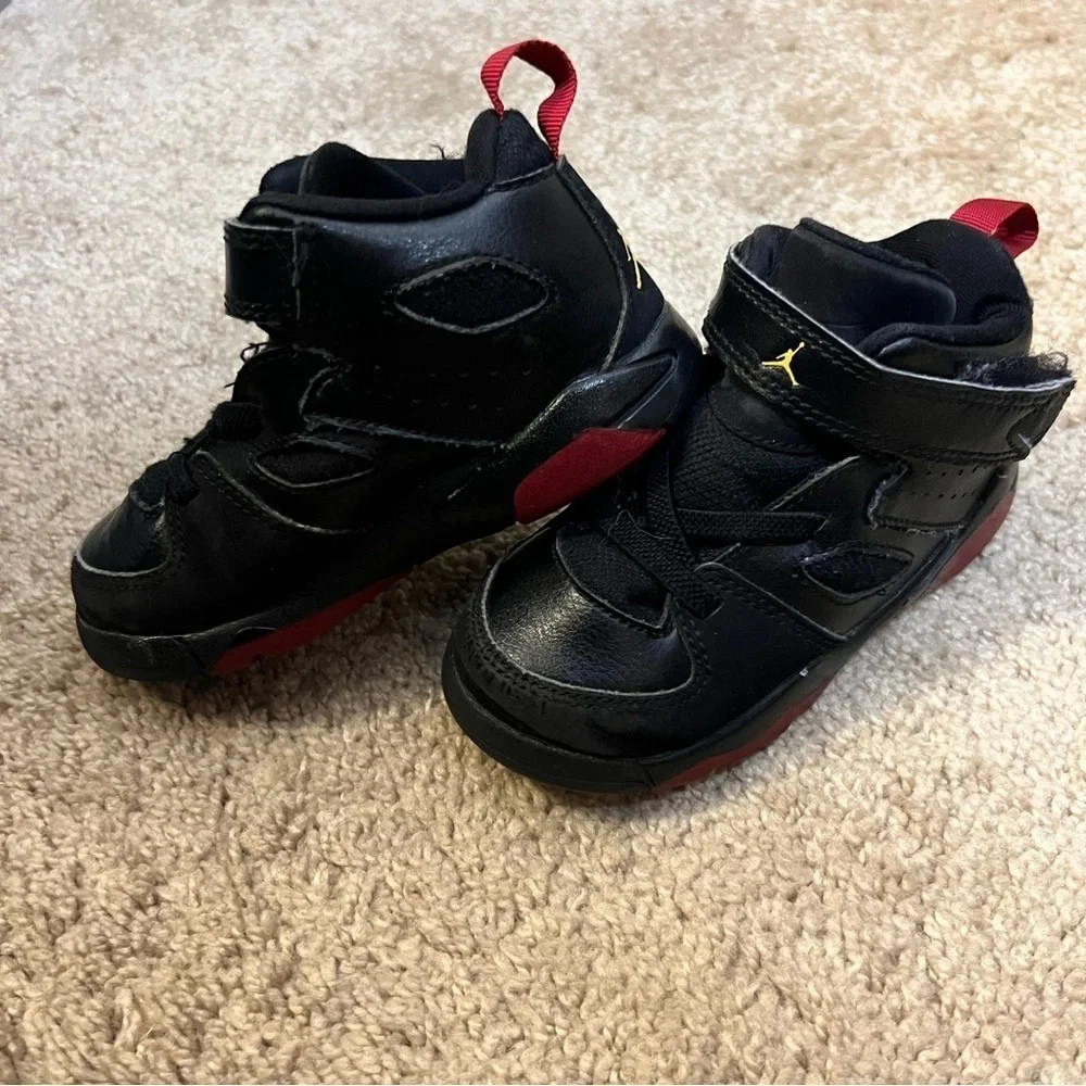 NIKE JORDAN FLIGHT CLUB 91 555330-067 SHOES SIZE 7C TODDLER BLACK RED SNEAKERS